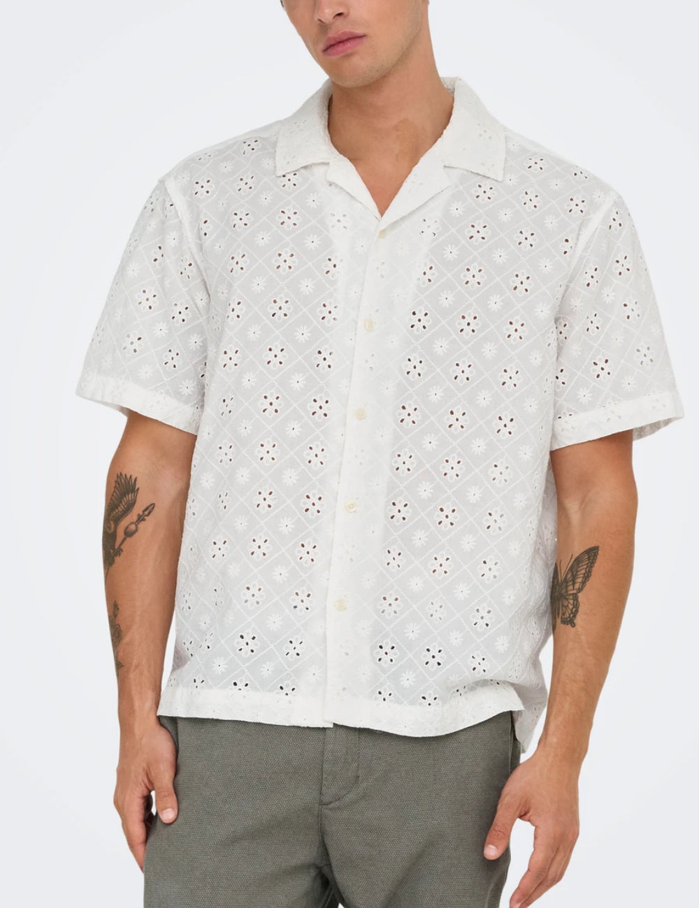 Camasa cu maneca scurta Only & Sons, alb