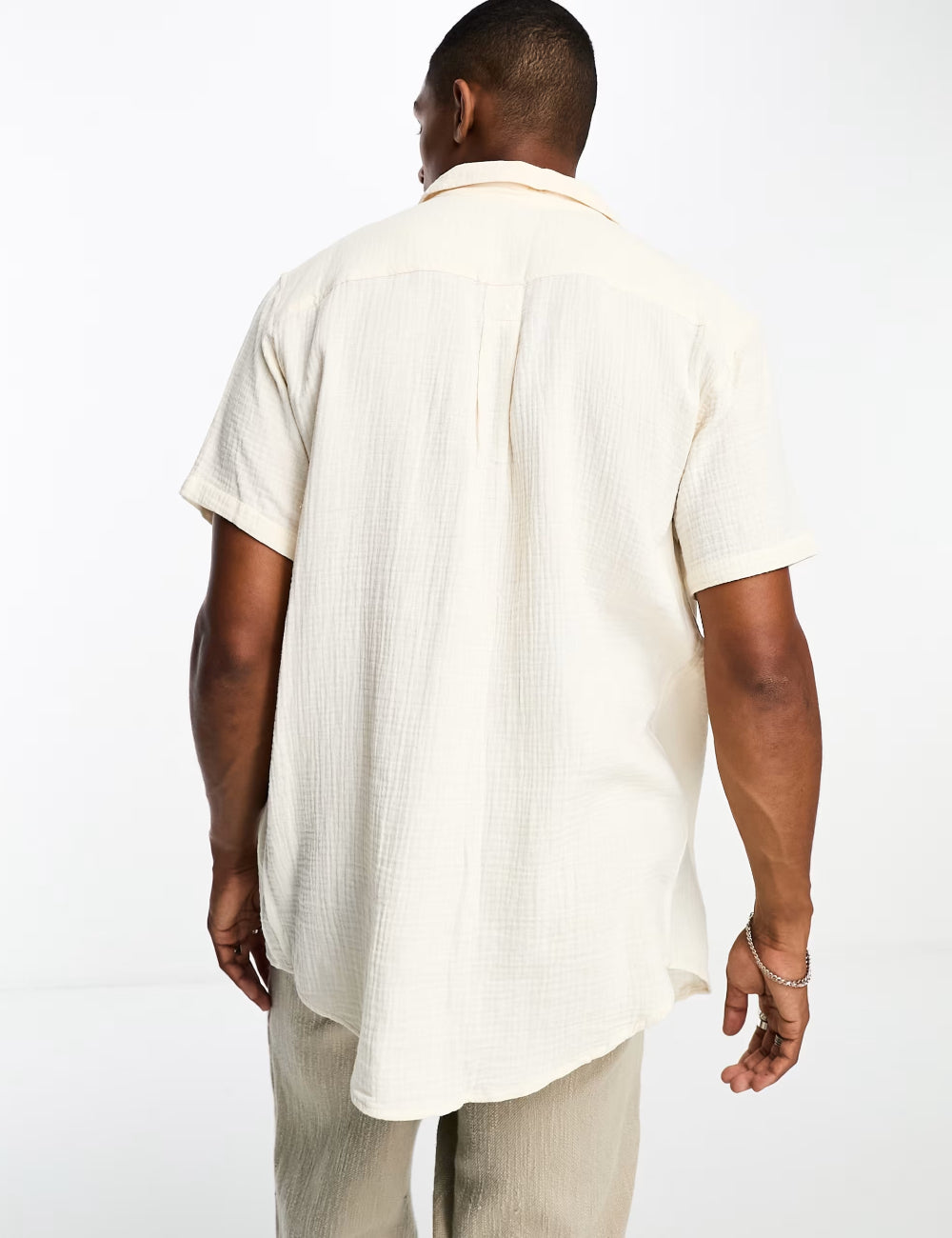 PACSUN rövid ujjú ing, krémszín
