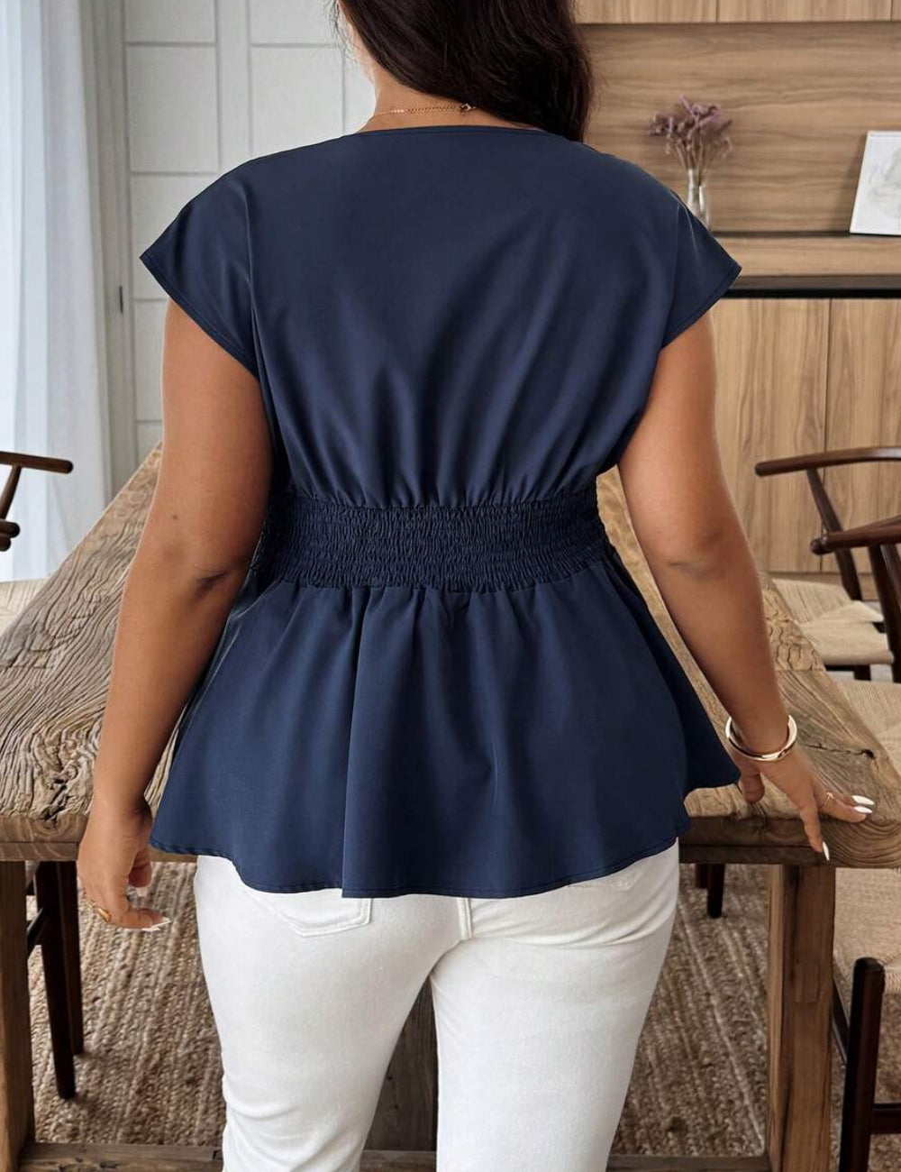 Shein Curve+ rövid ujjú ing, fehér