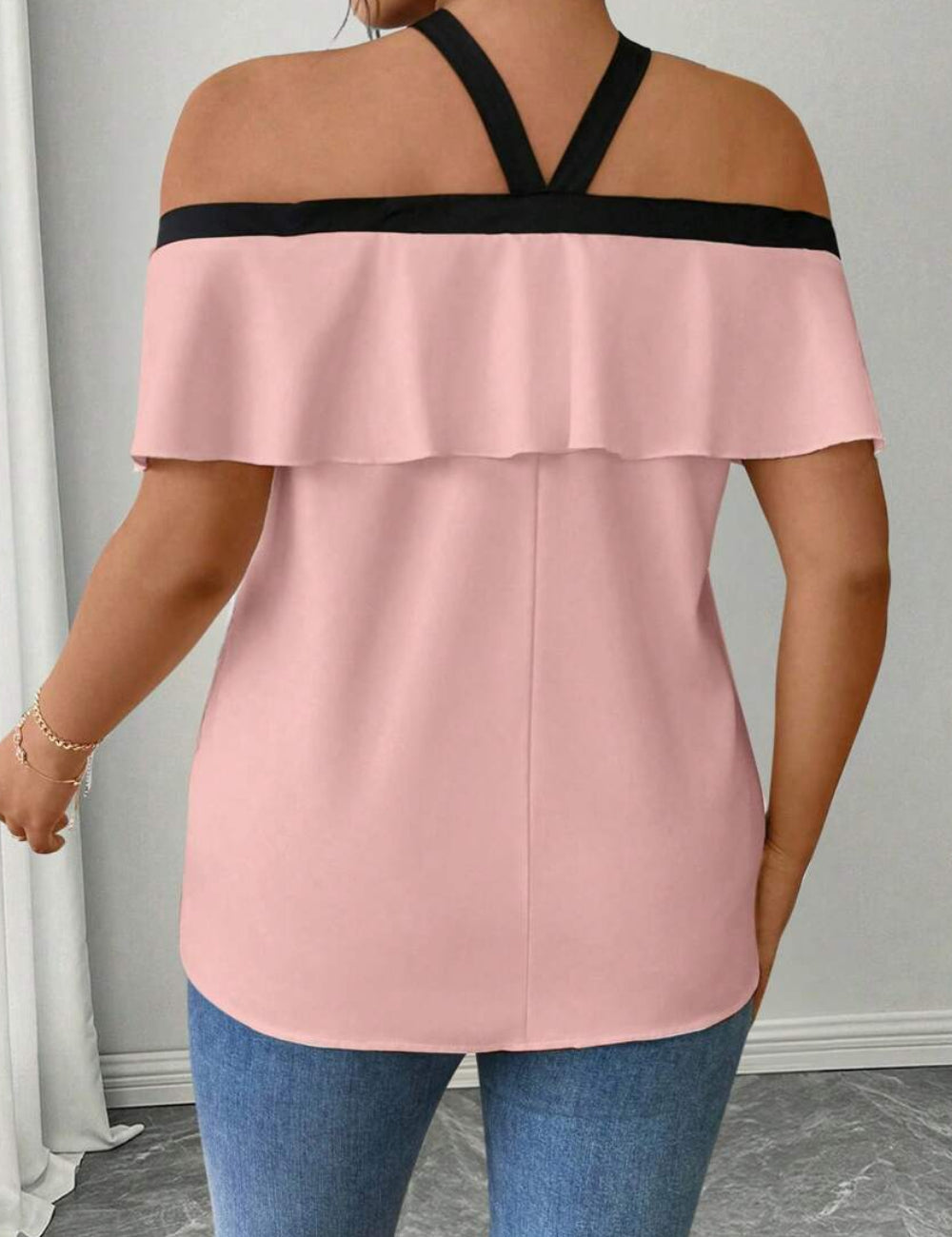 Shein Curve+ rövid ujjú póló, rózsaszín