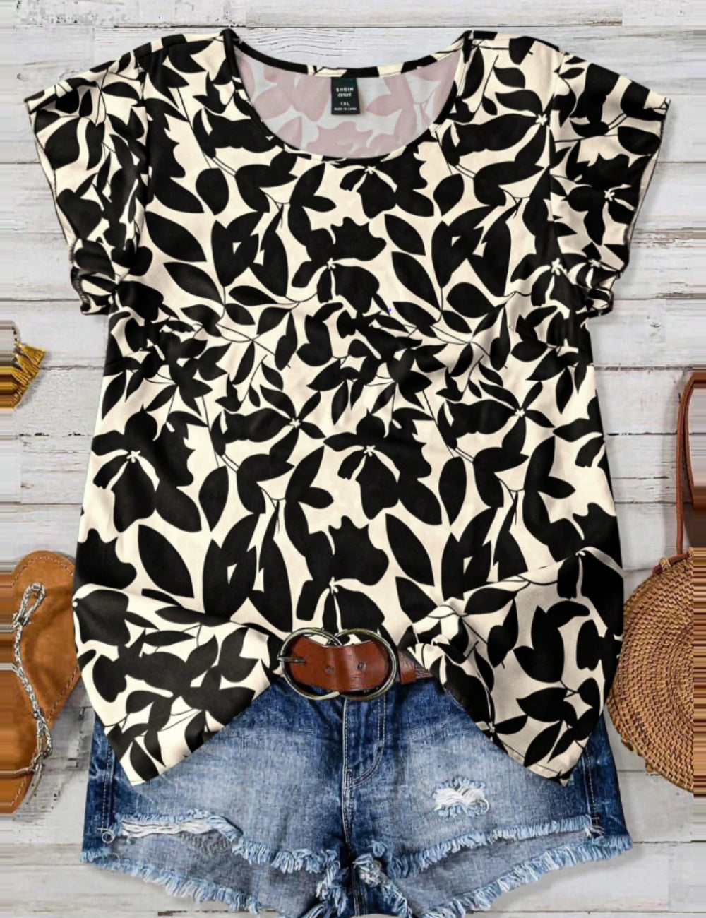 Shein Curve+ rövid ujjú ing, színes