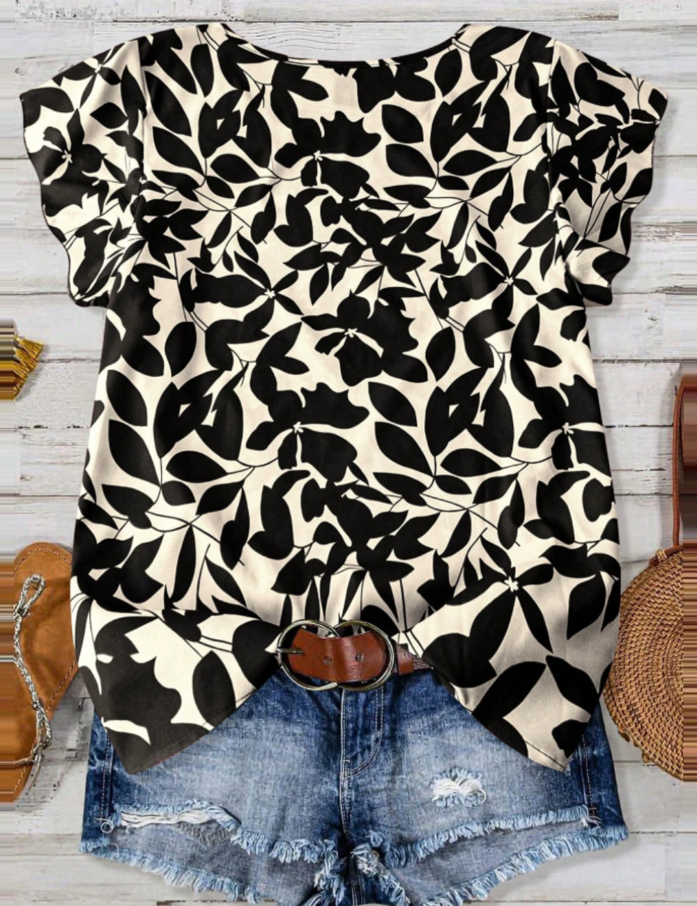 Shein Curve+ rövid ujjú ing, színes