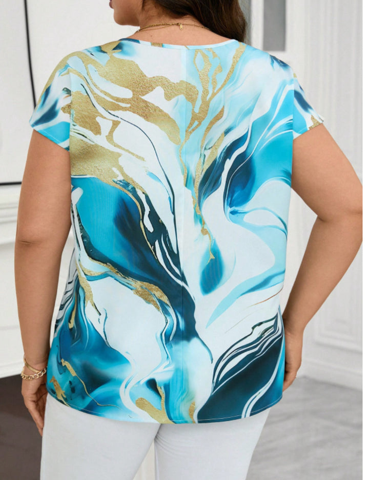 Shein Curve+ rövid ujjú ing, színes