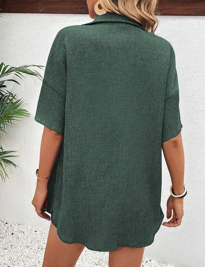 Cămașă cu mânecă scurtă Shein, verde