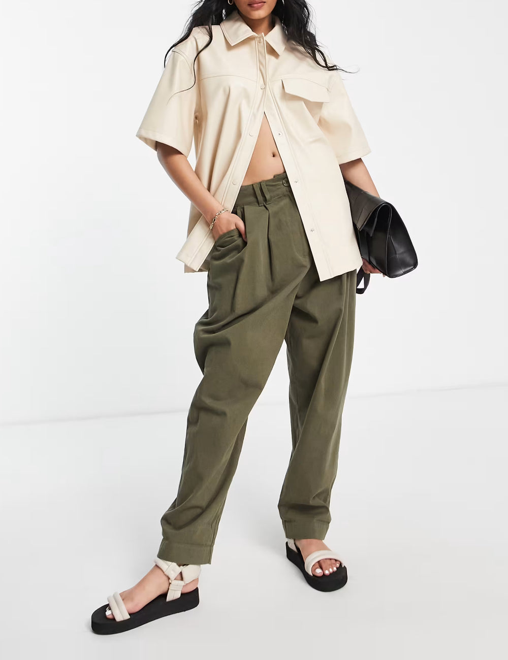 Topshop krémszínű műbőr ing