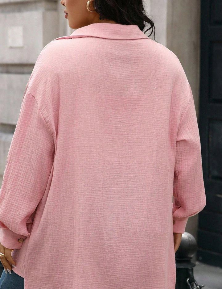 Shein Curve+ póló, rózsaszín