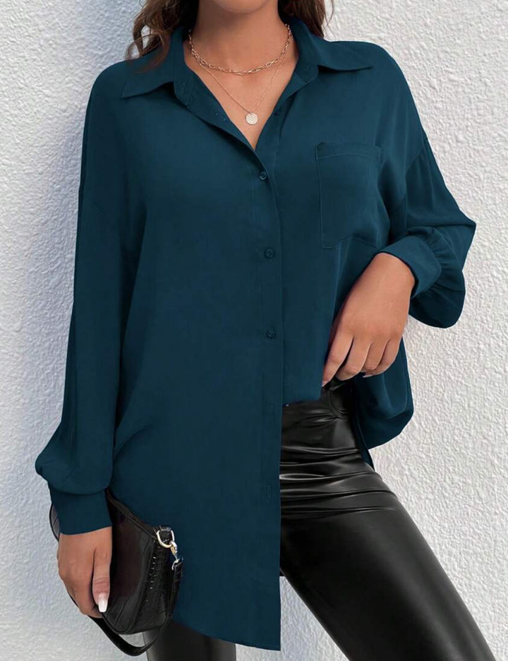 Shein Curve+ blúz, türkiz