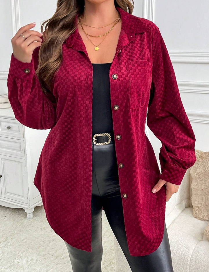 Shein Curve+ blúz, bordó