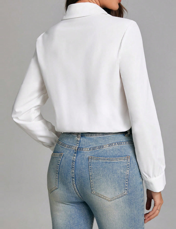 Cămașă tip body Shein, alb