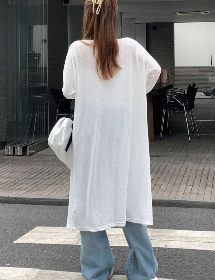 Cardigan lung SHEIN, alb