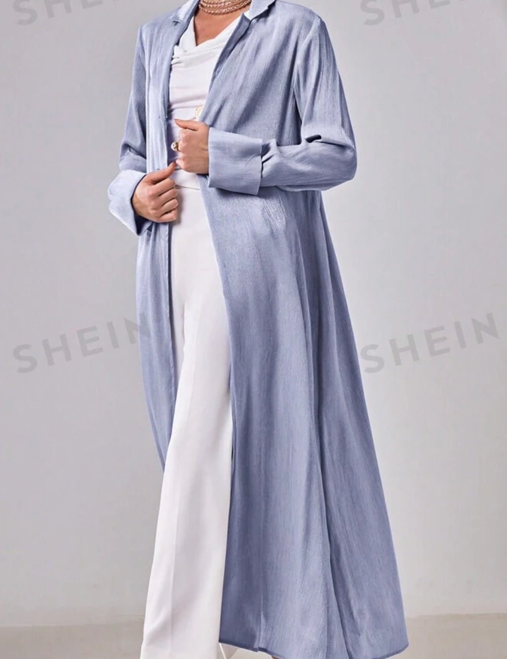 Cardigan lung SHEIN, albastru