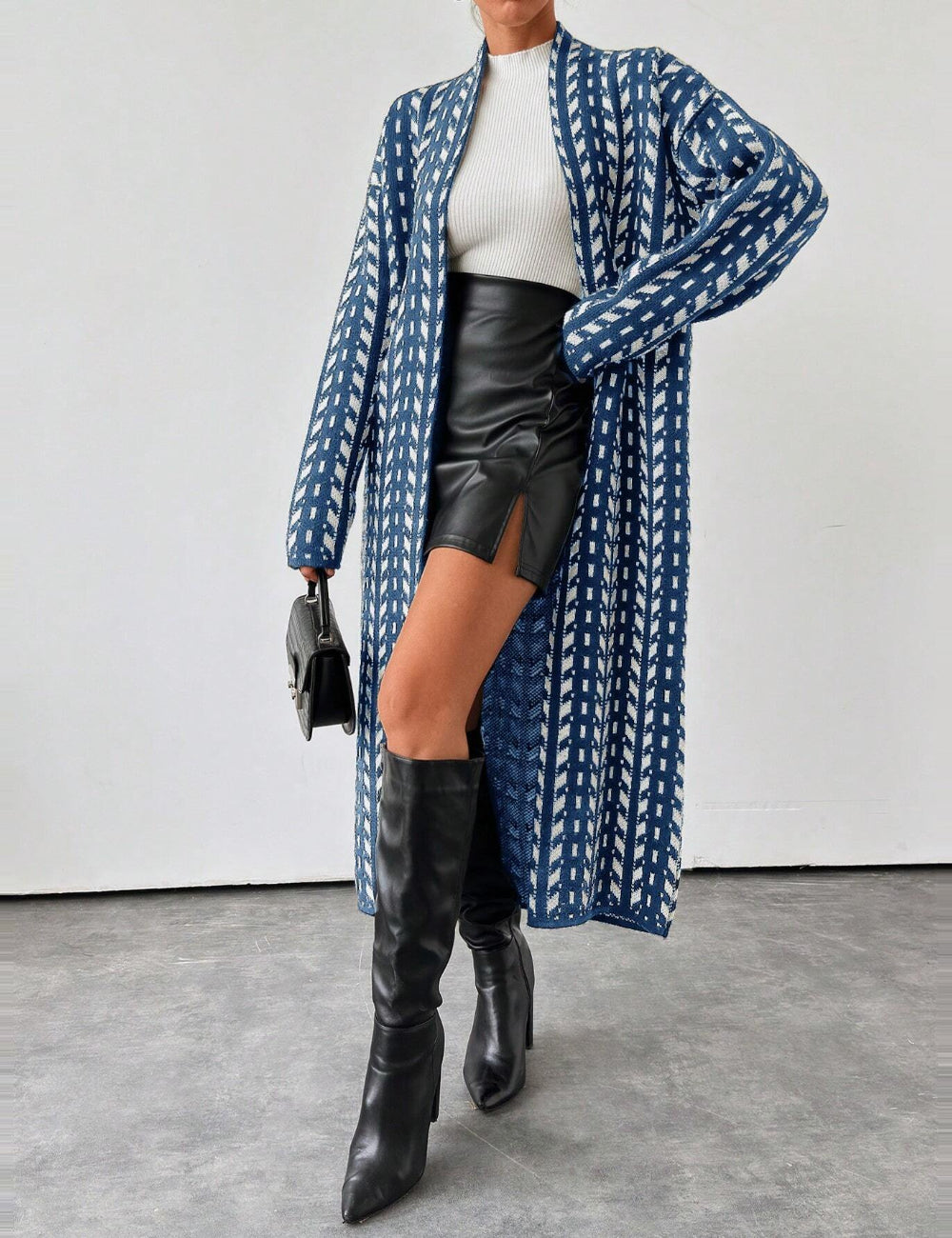 Cardigan lung Shein, albastru