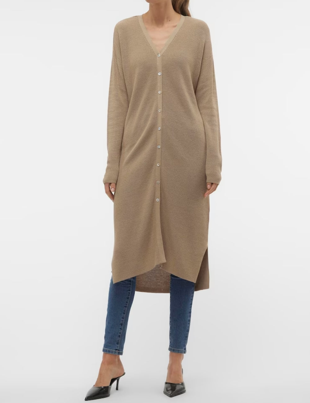 Vero Moda hosszú kardigán, bézs