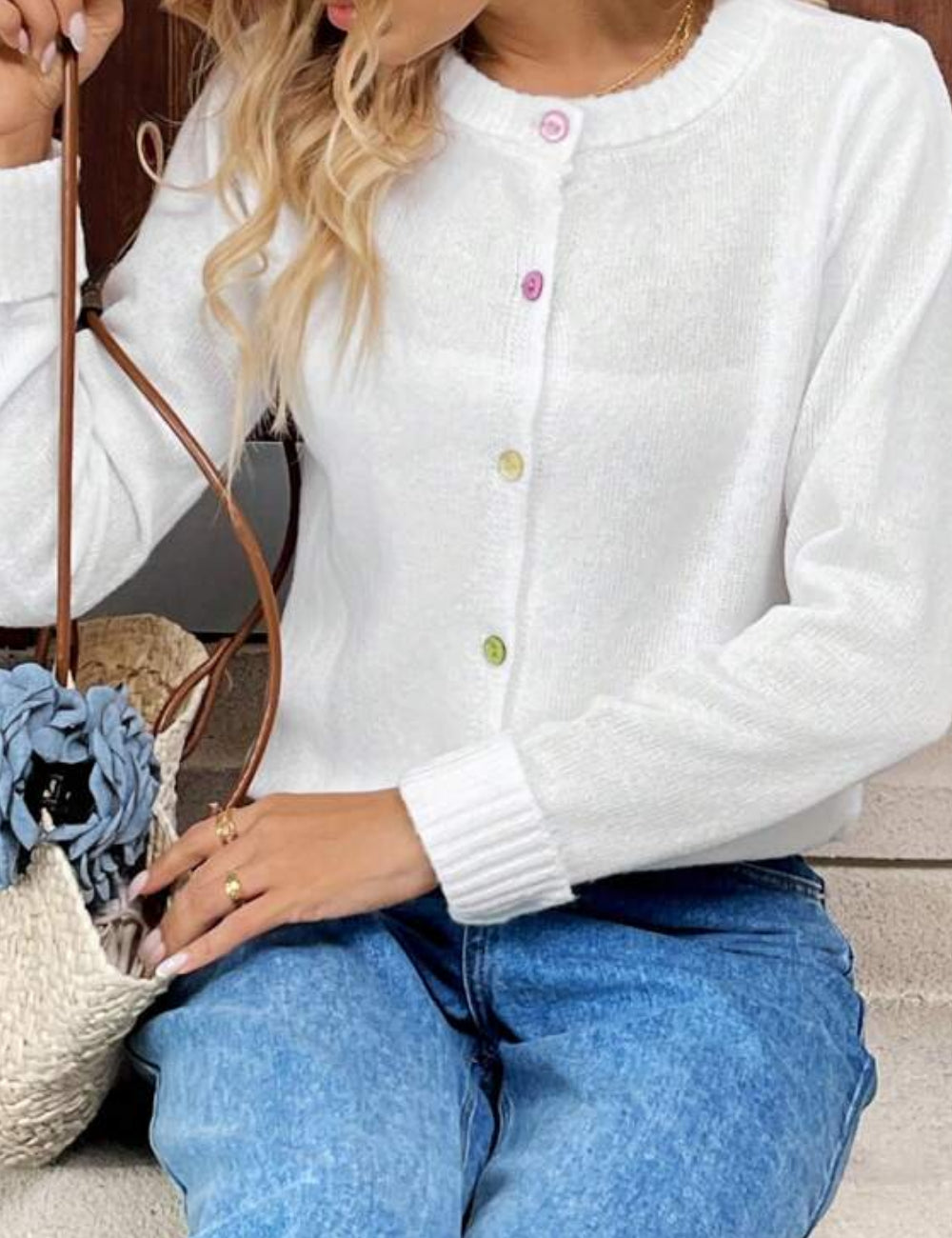 Cardigan Shein, alb