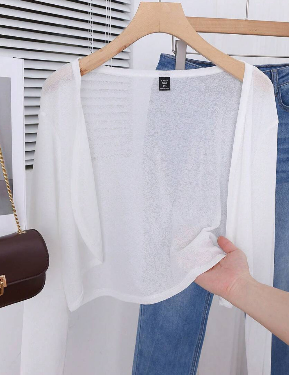Cardigan Shein Curve+, alb