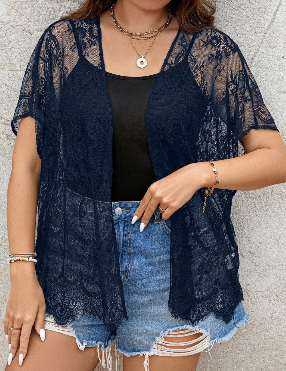 Shein Curve+ kardigán, kék