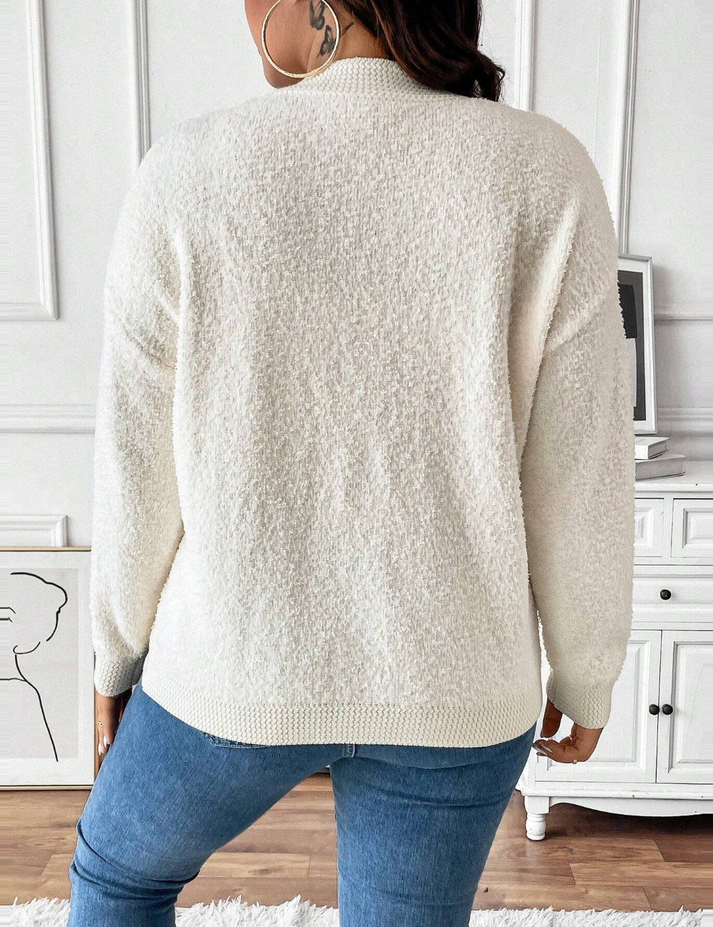 Cardigan Shein Curve+, krém