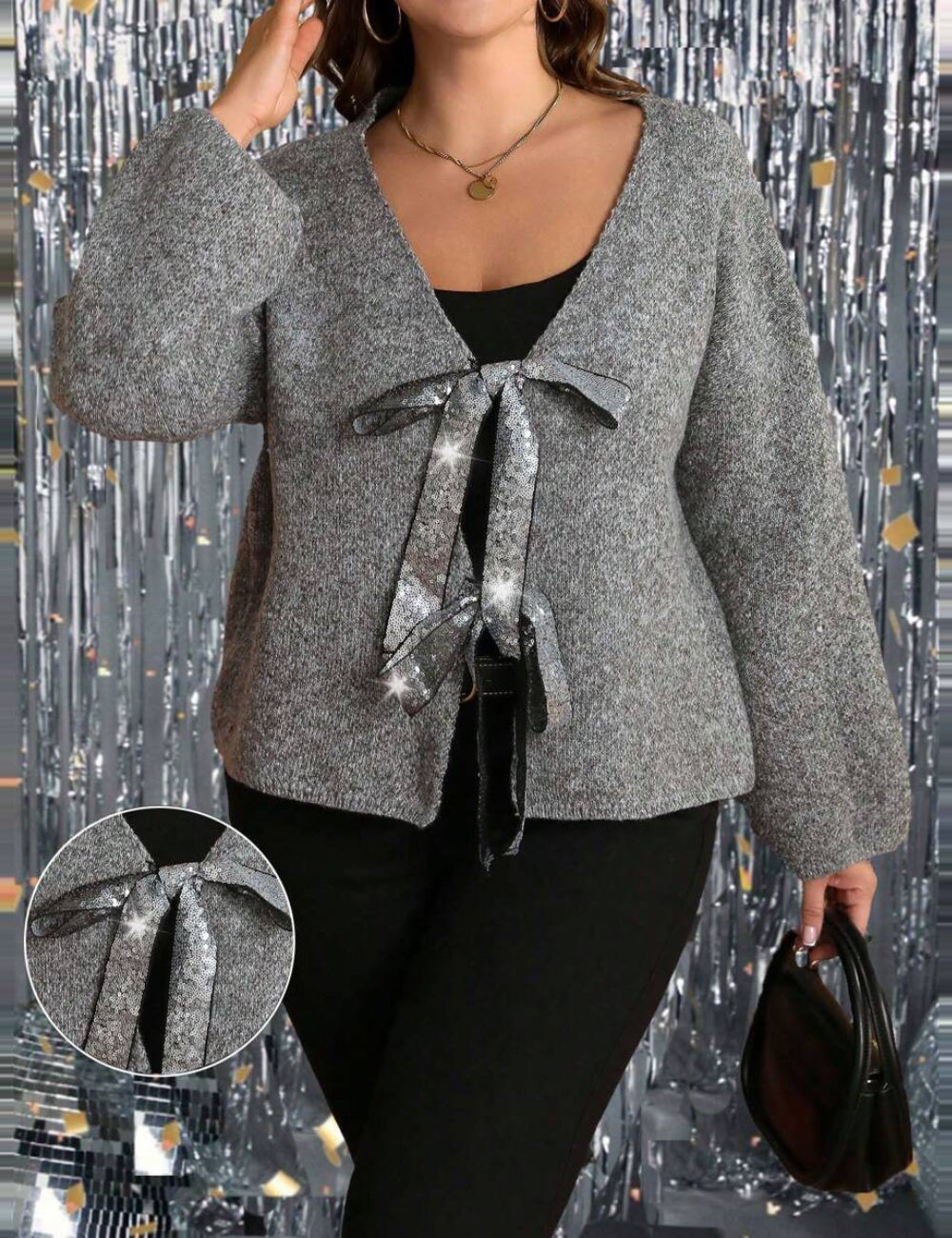 Cardigan Shein Curve+, gri