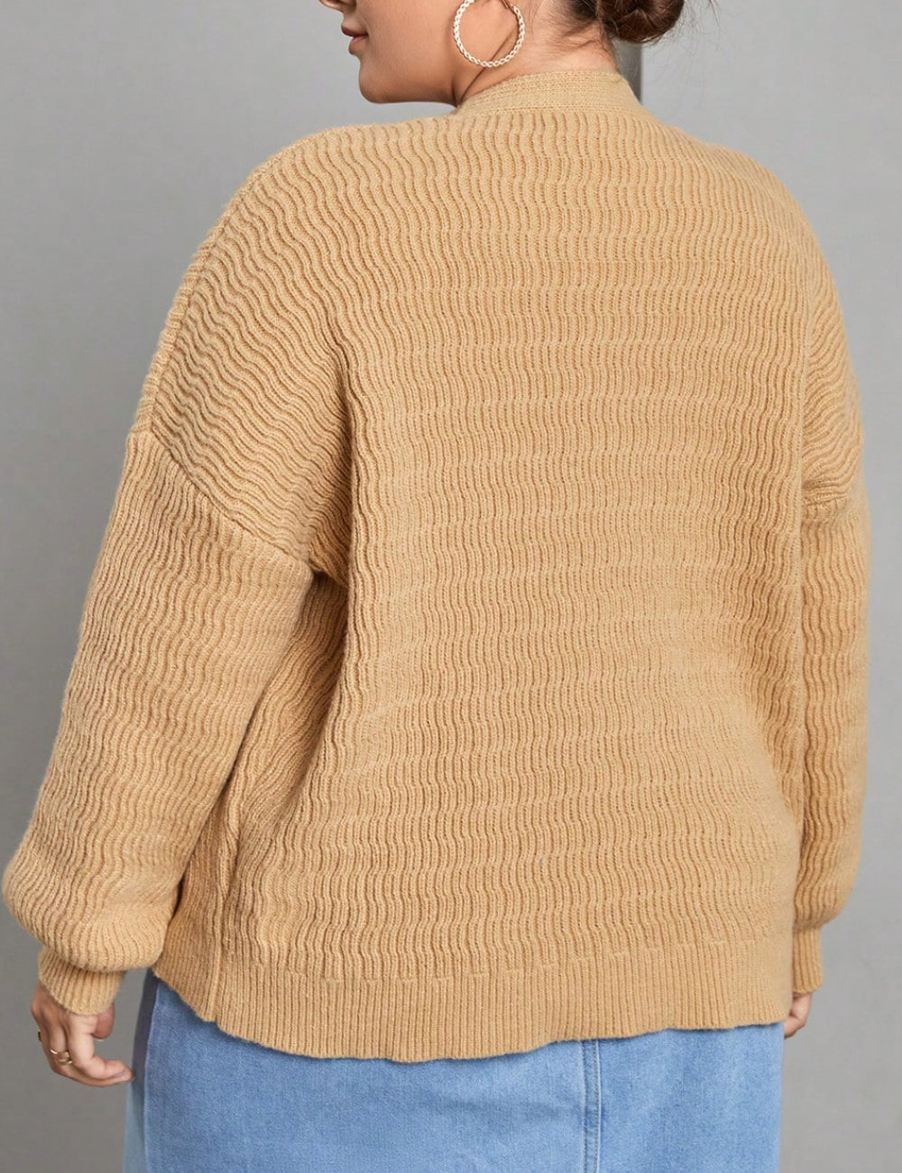 Shein Curve+ kardigán, barna