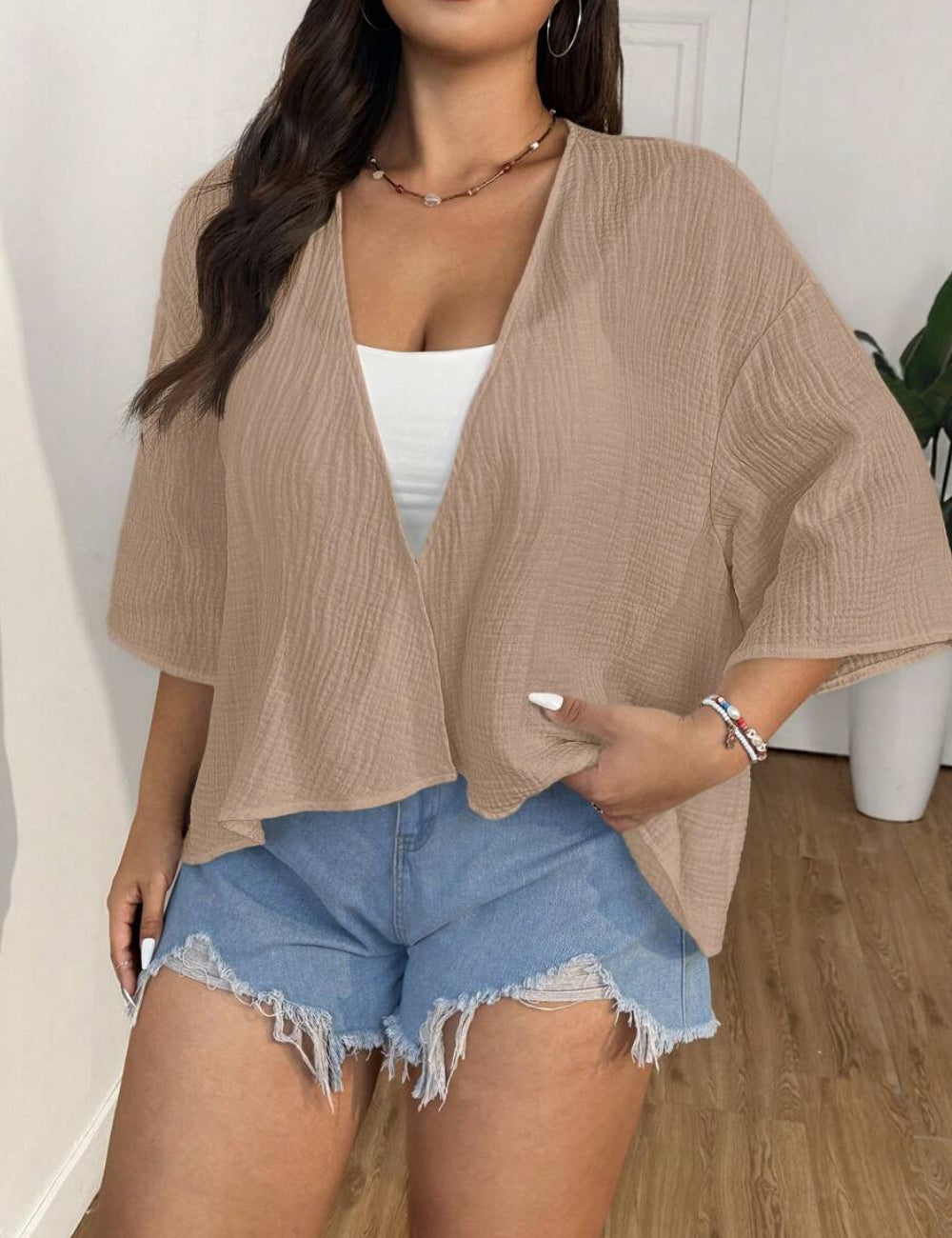 Cardigan Shein Curve+, maro