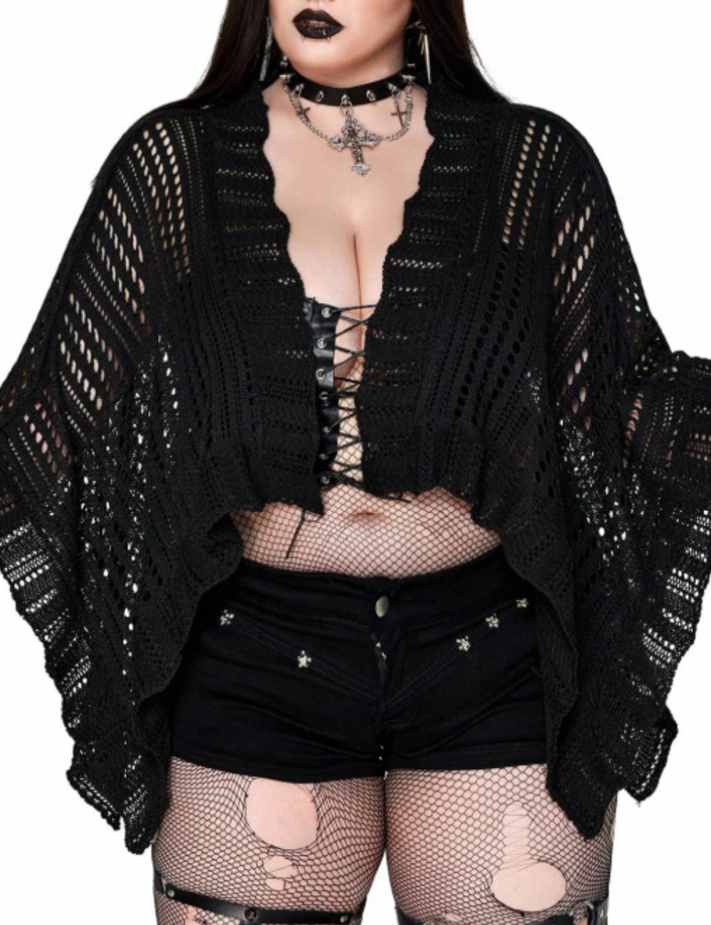 Cardigan Shein Curve+, negru