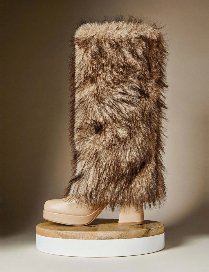 Cizme cu toc Shein, bej