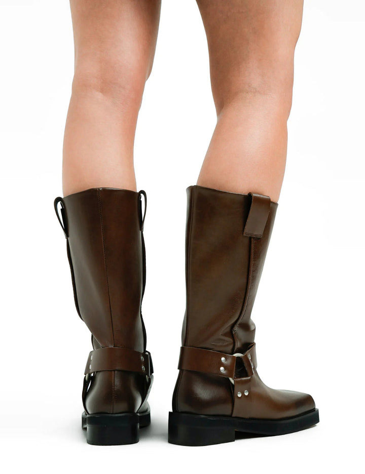 Cizme din piele Topshop, maro