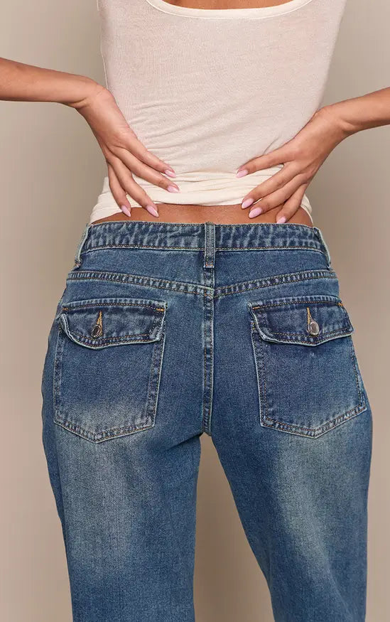 Jeans PRETTYLITTLETHING, albastru