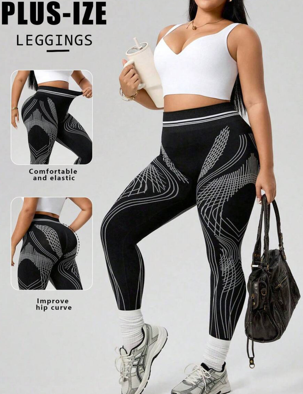Colanți Sport Shein Curve+, negru