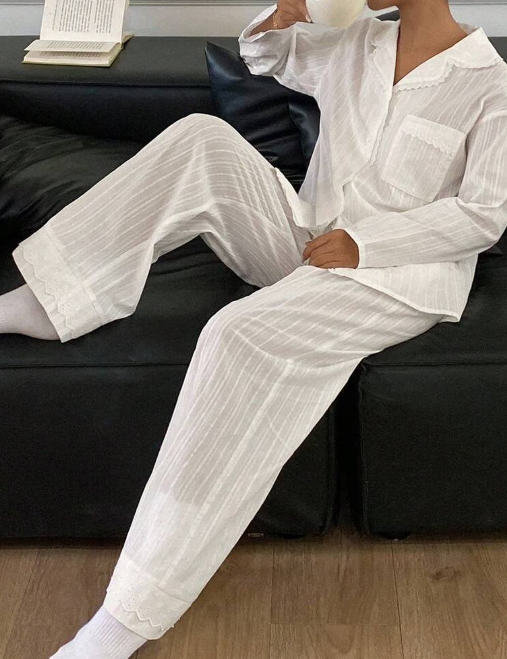 Shein pyjama set, white