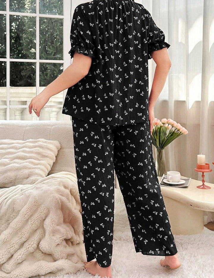 Shein Curve+ pizsama szett, fekete
