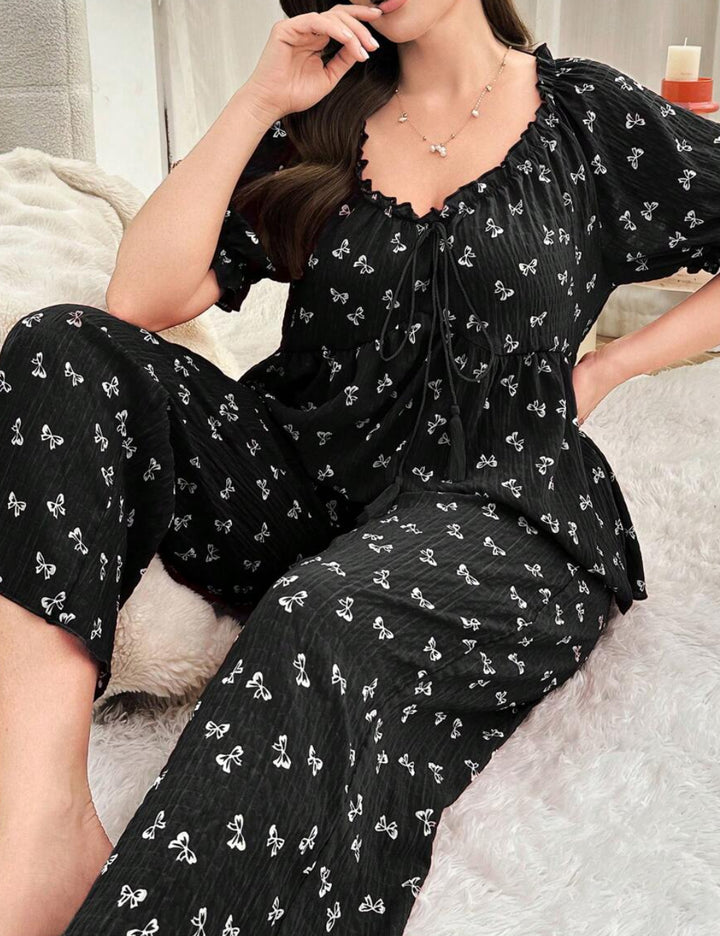 Shein Curve+ pizsama szett, fekete