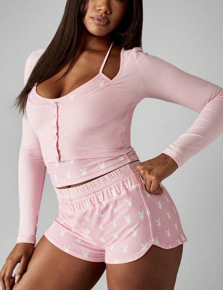 Compleu pijamale SHEIN, roz