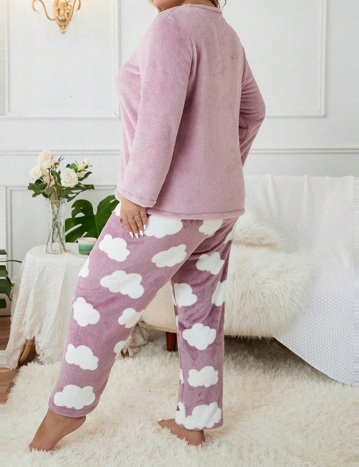 Shein Curve+ pizsama szett, rózsaszín