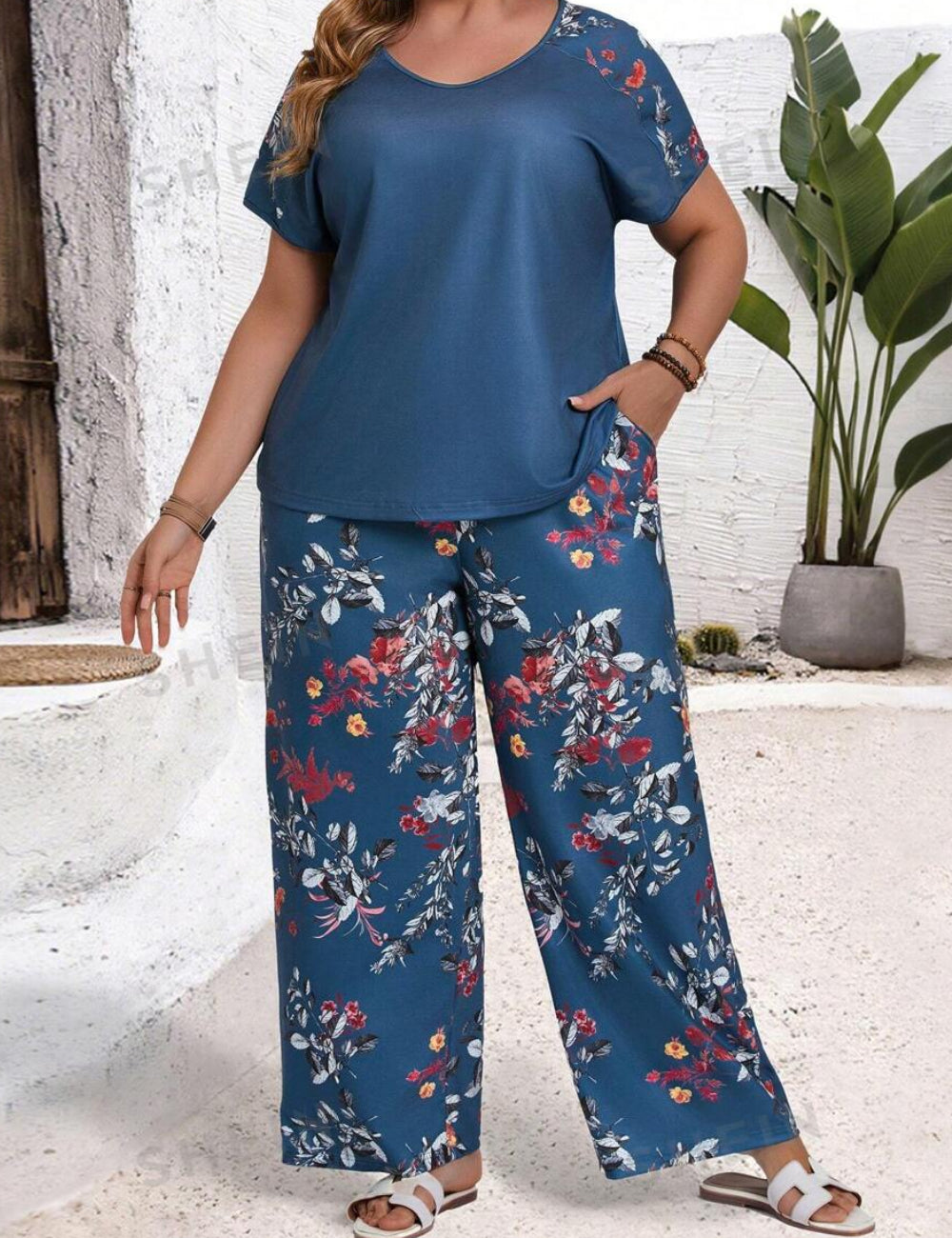 Shein Curve+ jumpsuit, kék