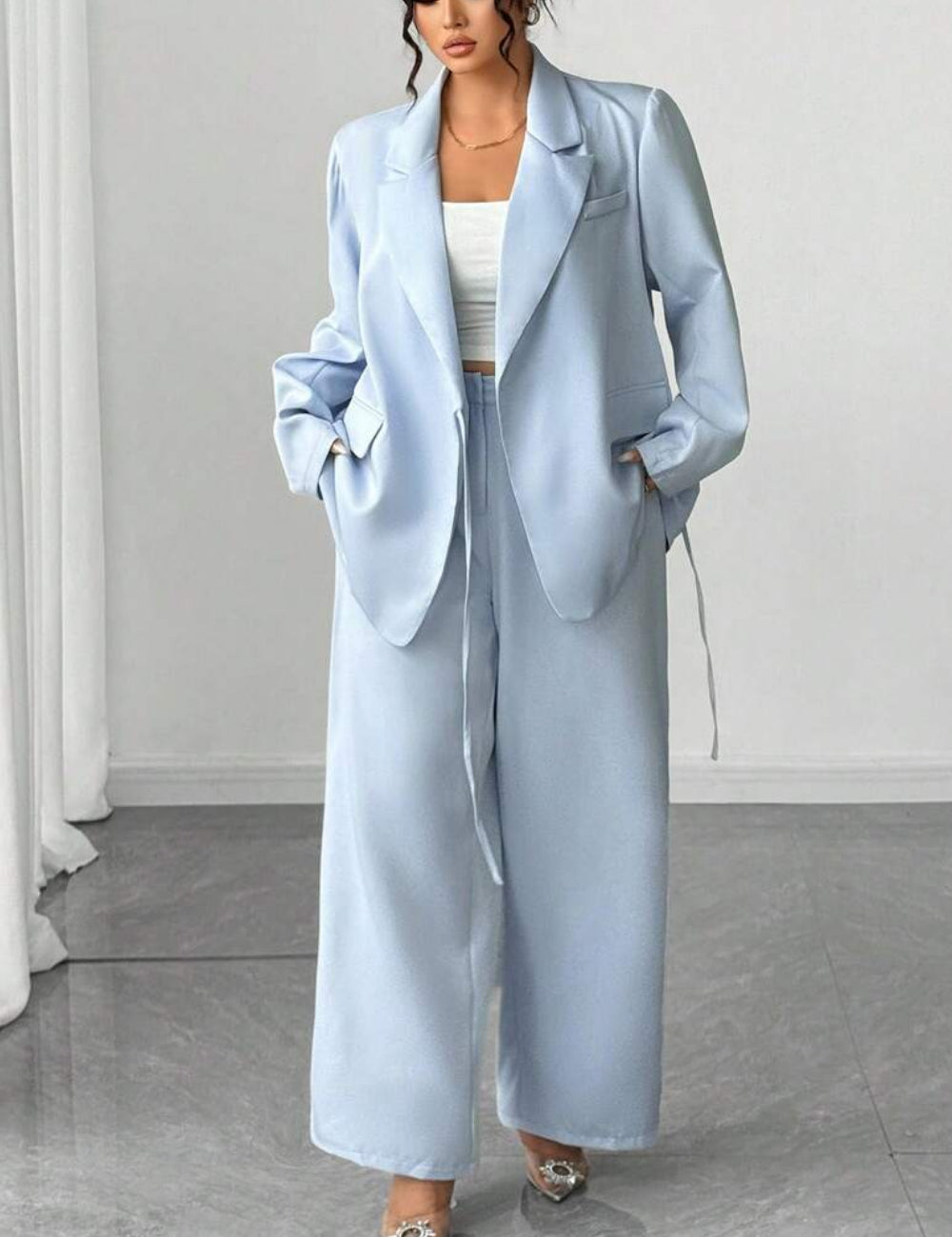 Shein Curve+ kétrészes szett, kék