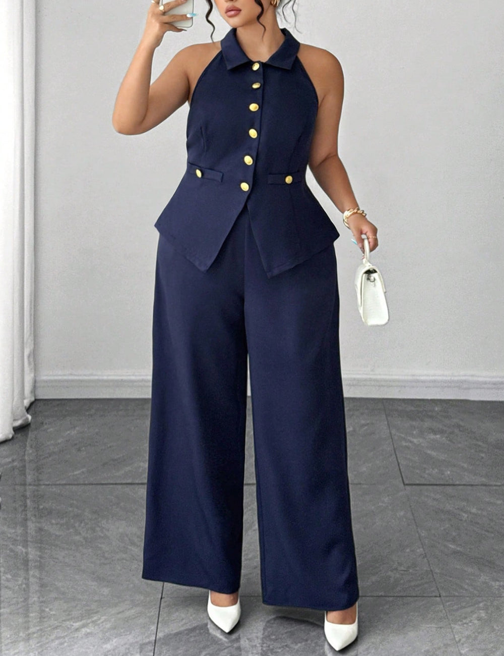 Compleu Shein Curve+, bleumarin