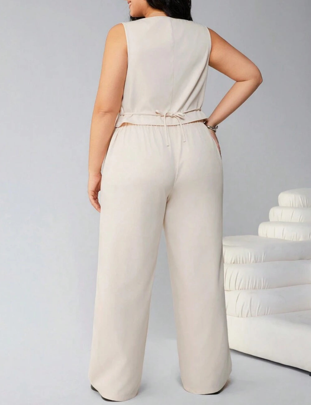Shein Curve+ jumpsuit, ekrü