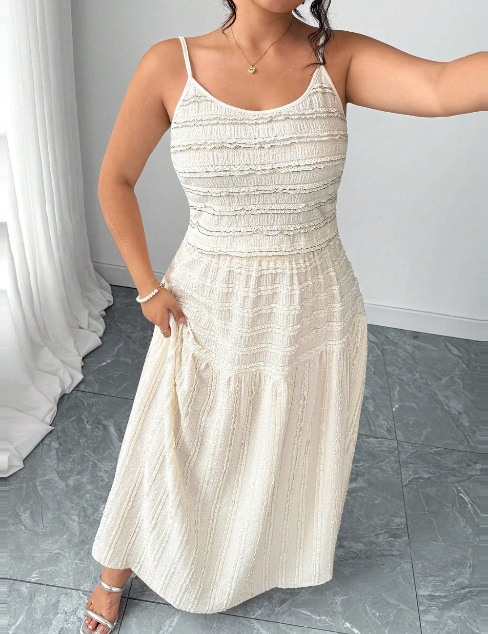 Shein Curve+ kétrészes szett, krém