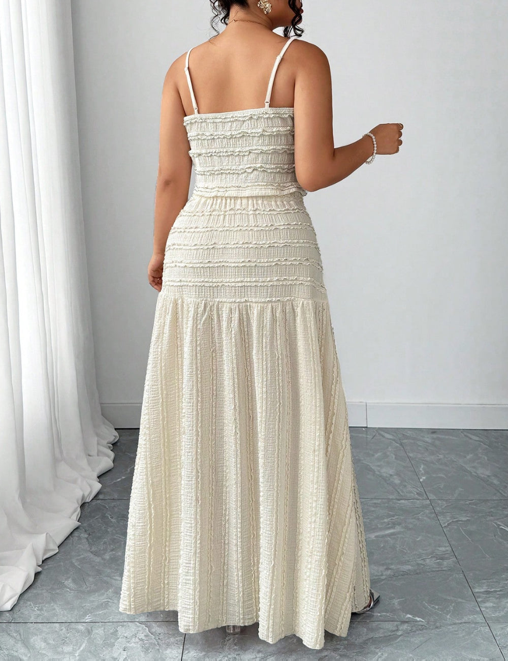 Shein Curve+ kétrészes szett, krém