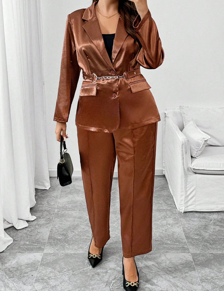 Shein Curve+ szett, barna