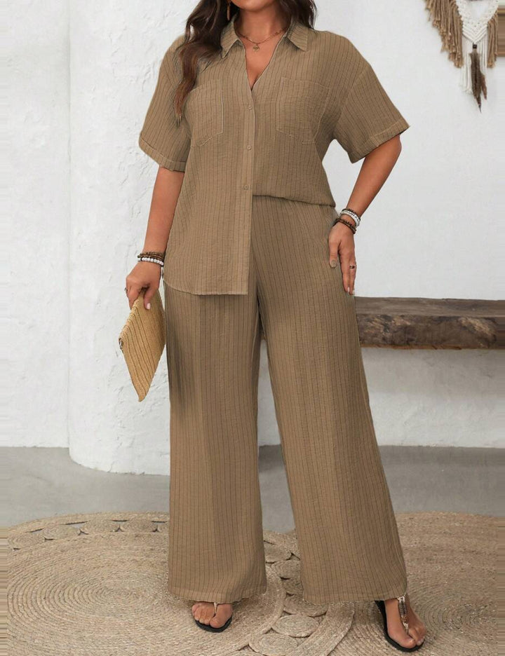 Shein Curve+ Szett, barna
