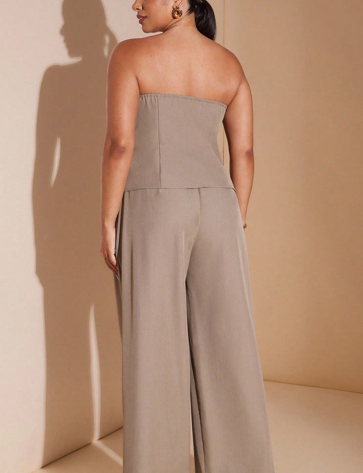 Shein Curve+ szett, barna