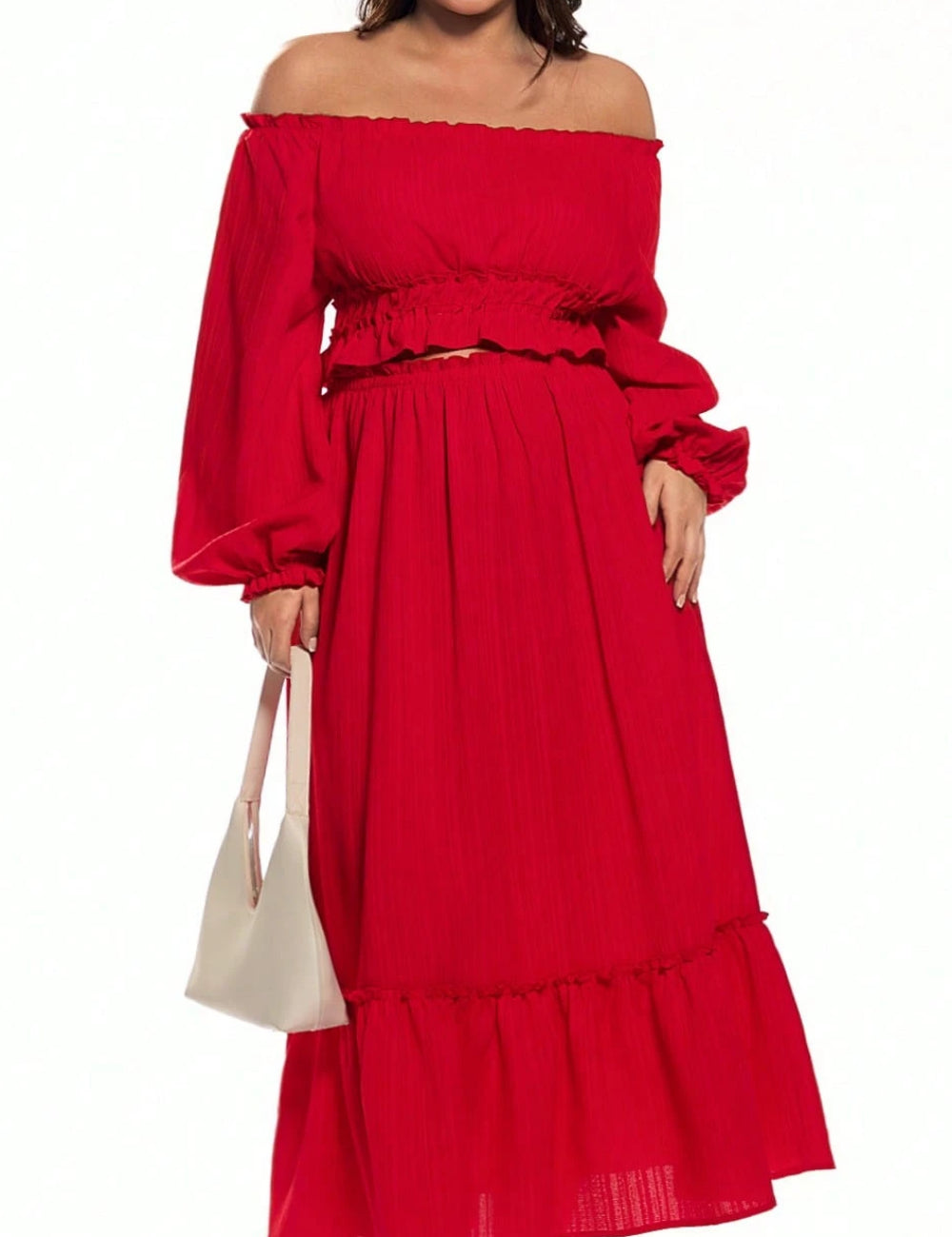 Shein Curve+ jumpsuit, red