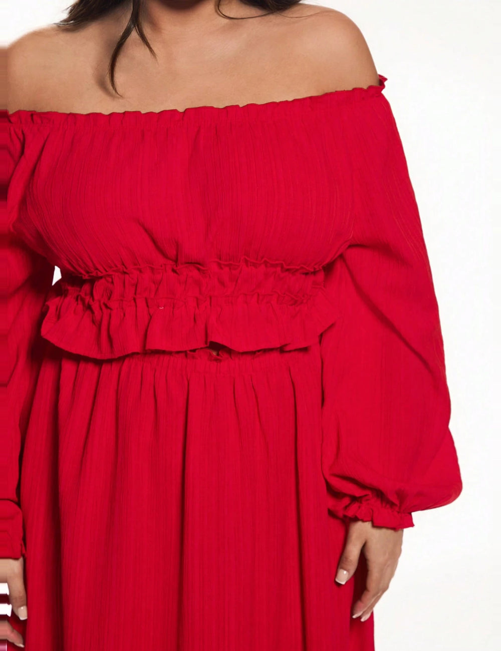 Shein Curve+ jumpsuit, red