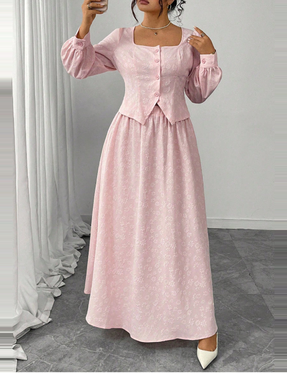 Shein Curve+ jumpsuit, pink