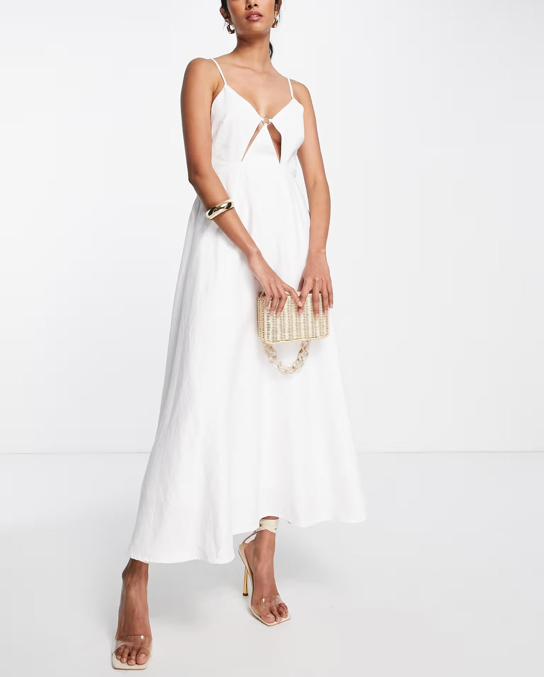 Rochie midi ASOS, alb