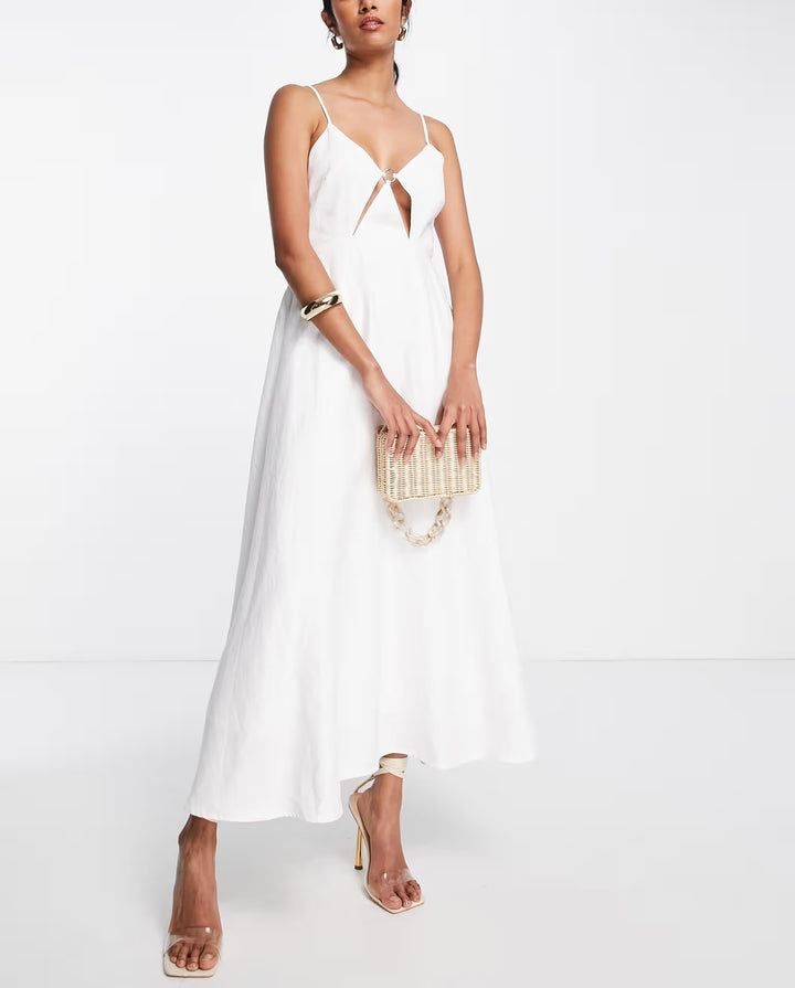 Rochie midi ASOS, alb