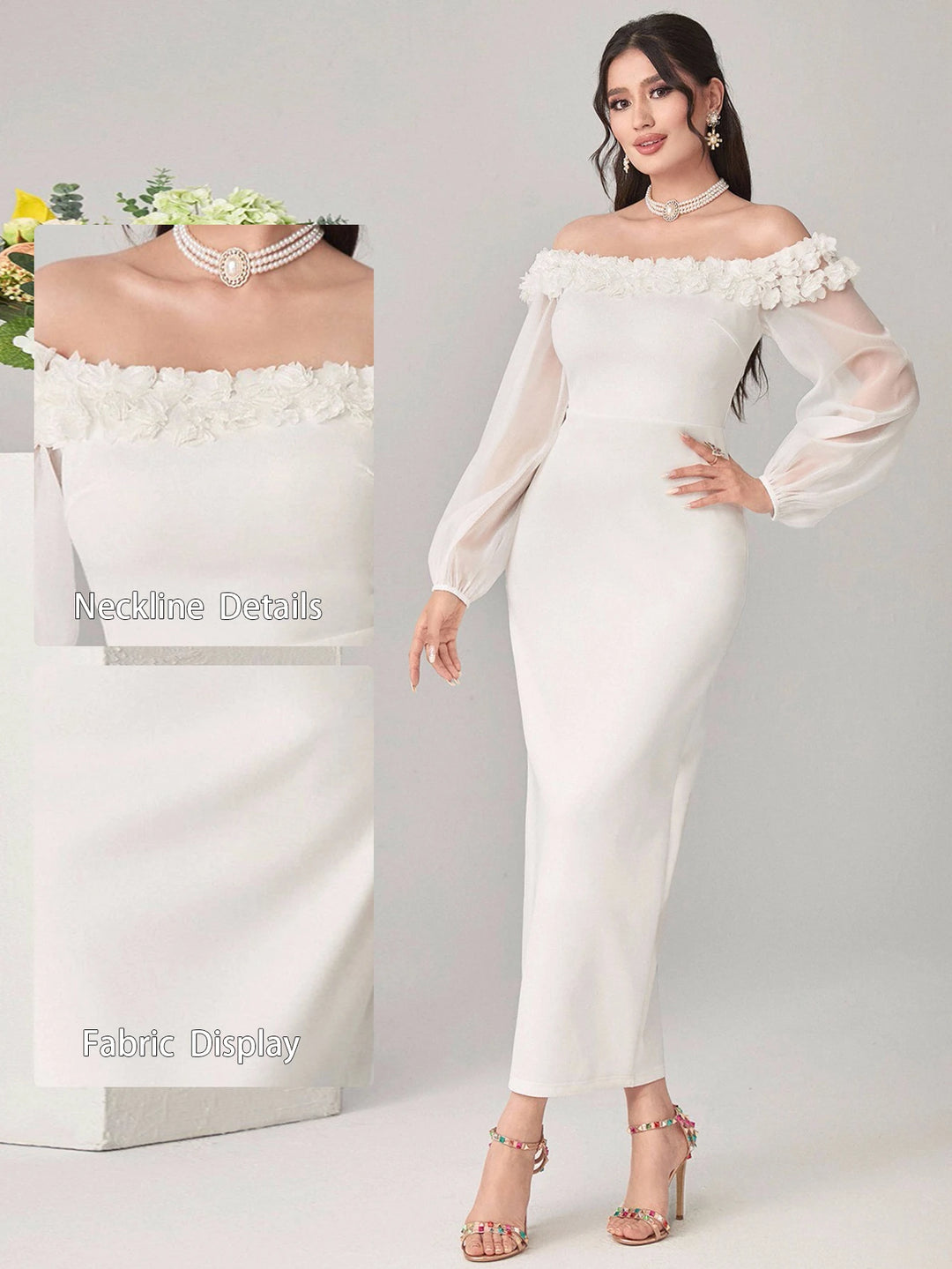 Rochie maxi SHEIN, alb