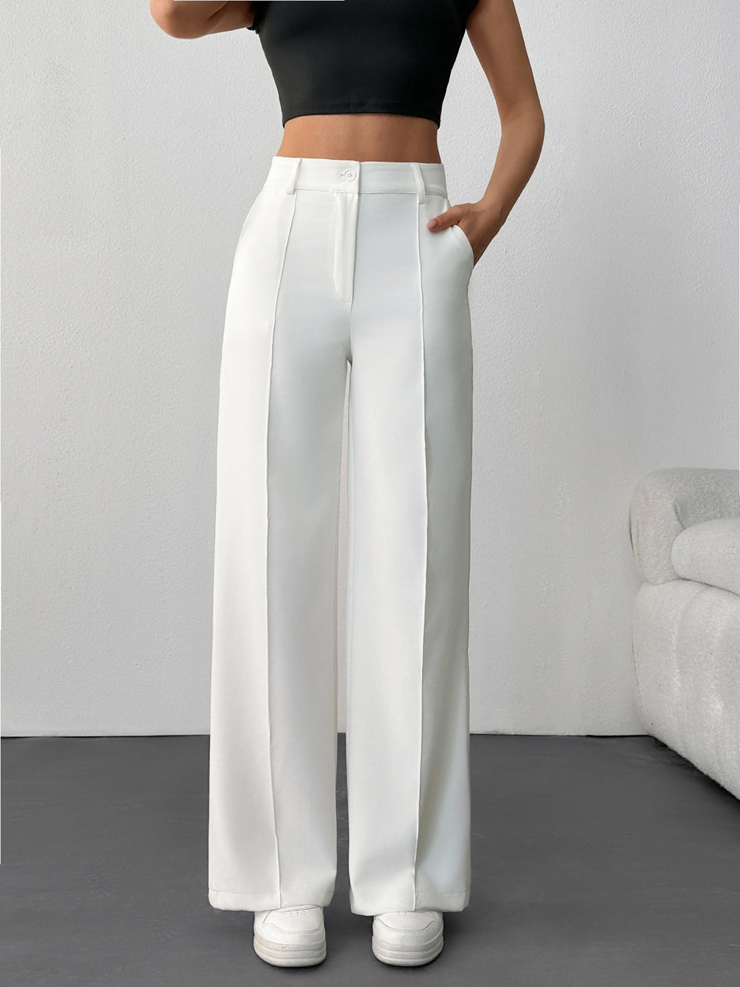 Pantaloni SHEIN, alb